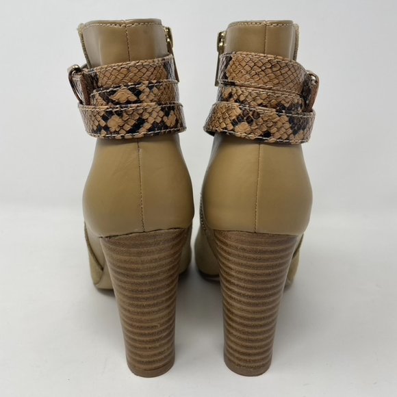 Iman Womens Tan Suede & Leather Side Zip Heel Booties Size 8 - Picture 6 of 14